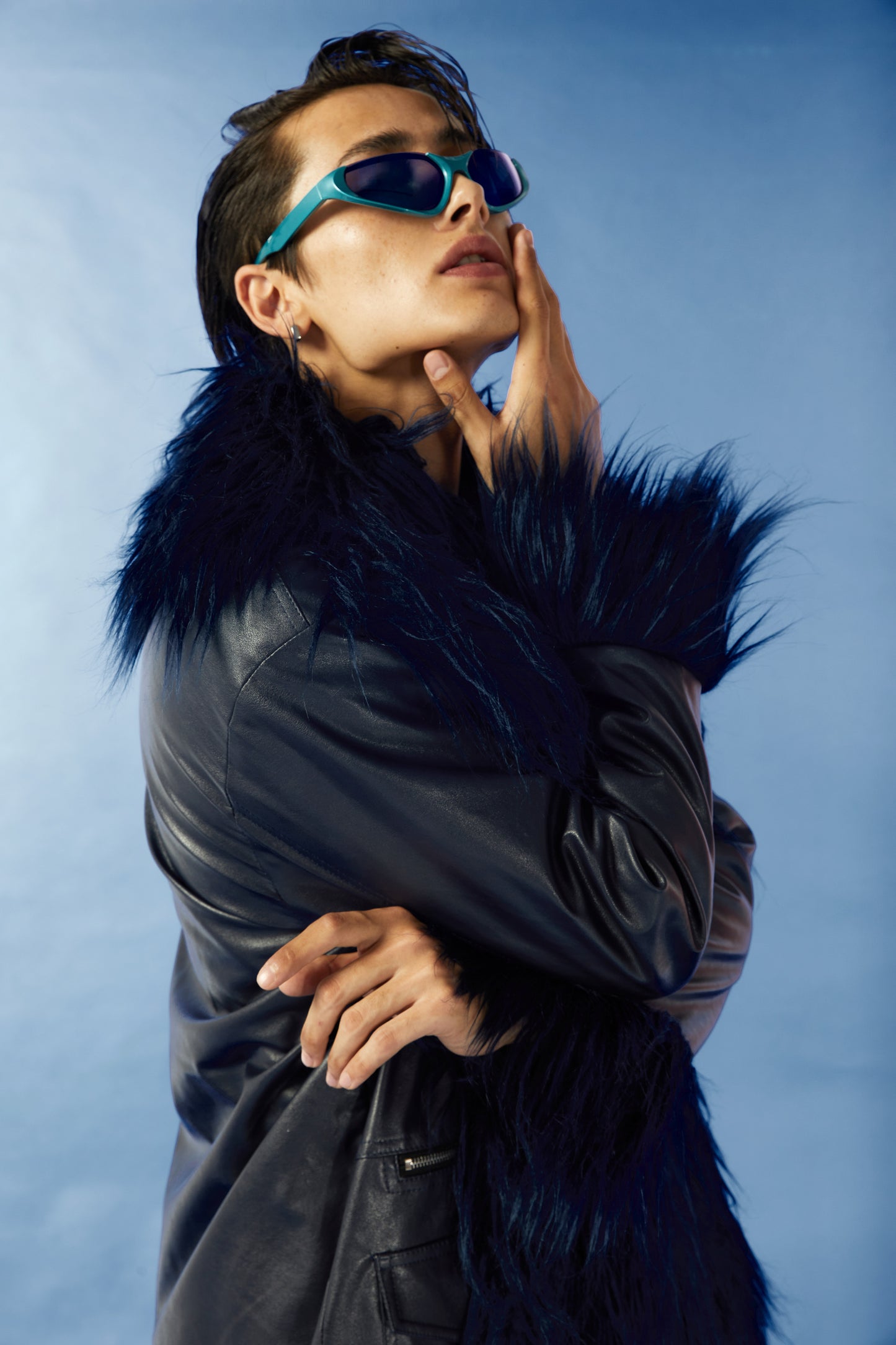 Long fur imitation fur coat