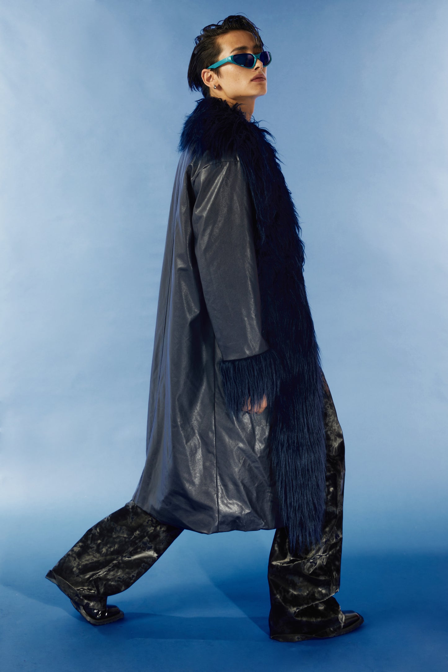 Long fur imitation fur coat