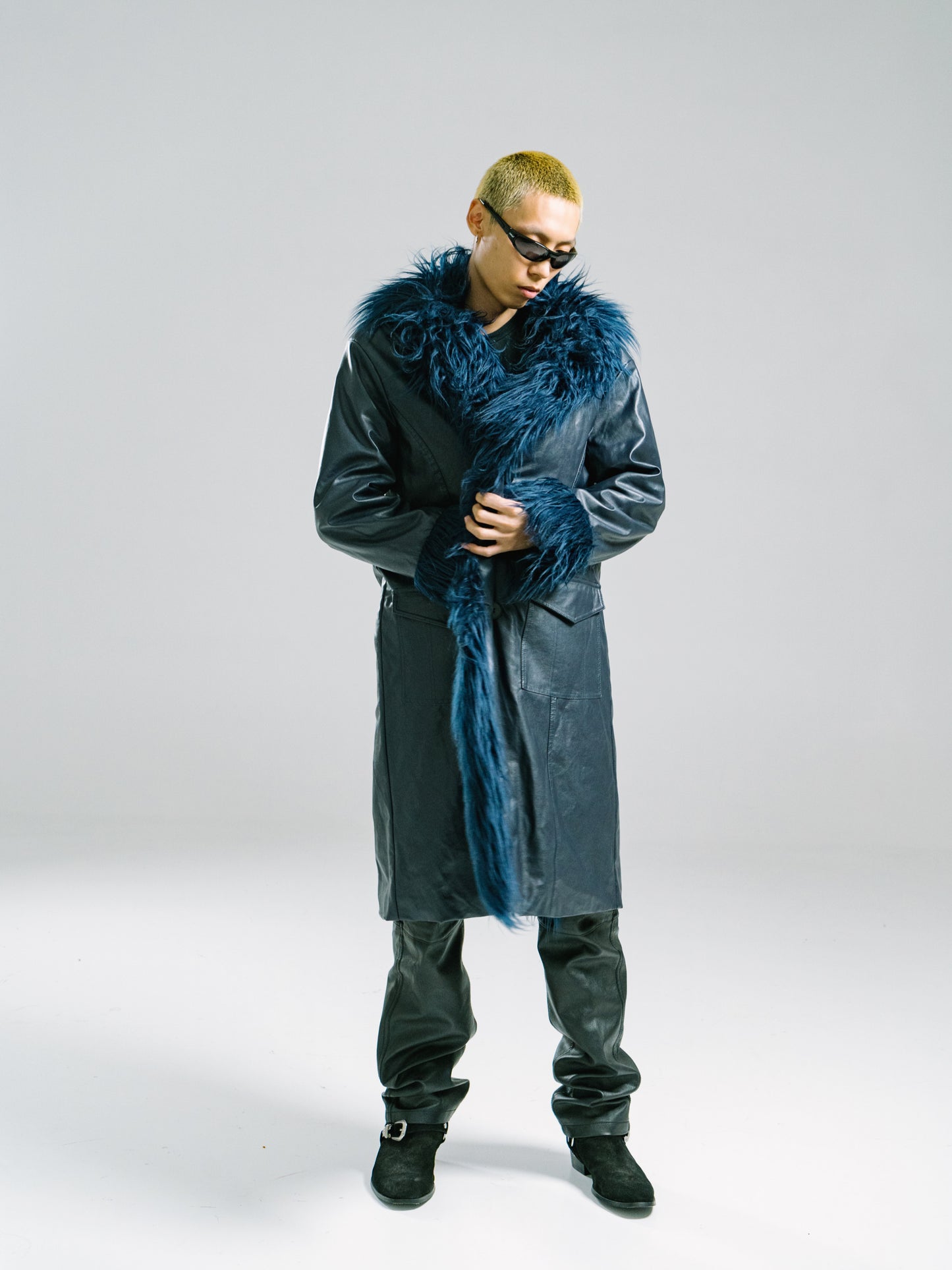 Long fur imitation fur coat