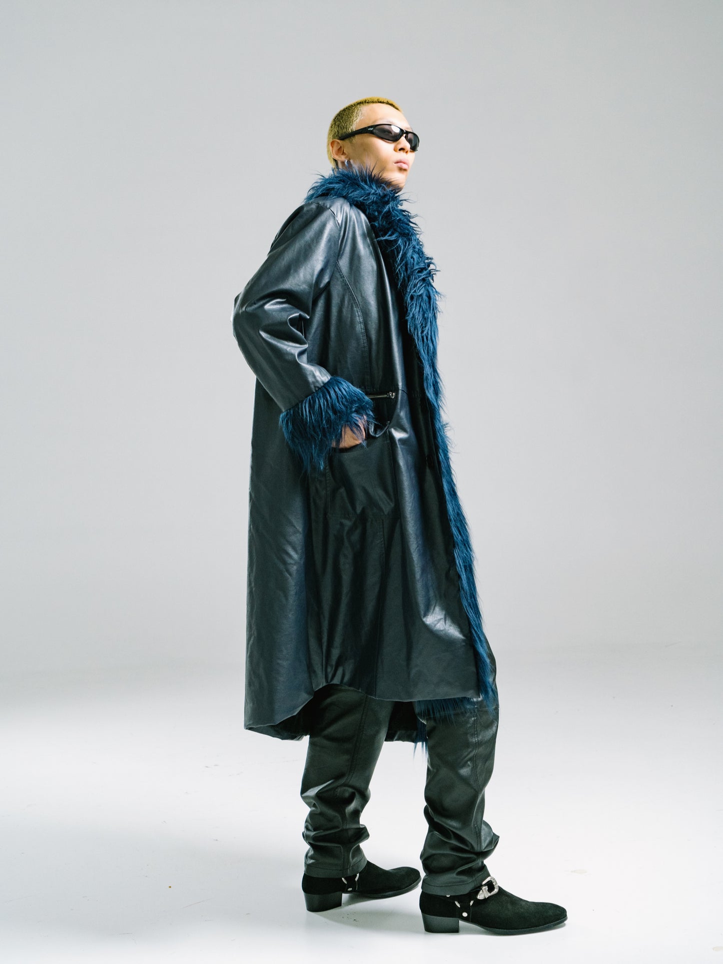 Long fur imitation fur coat