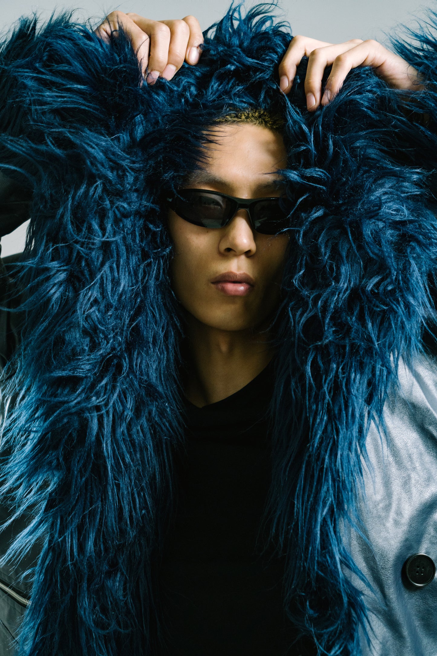 Long fur imitation fur coat