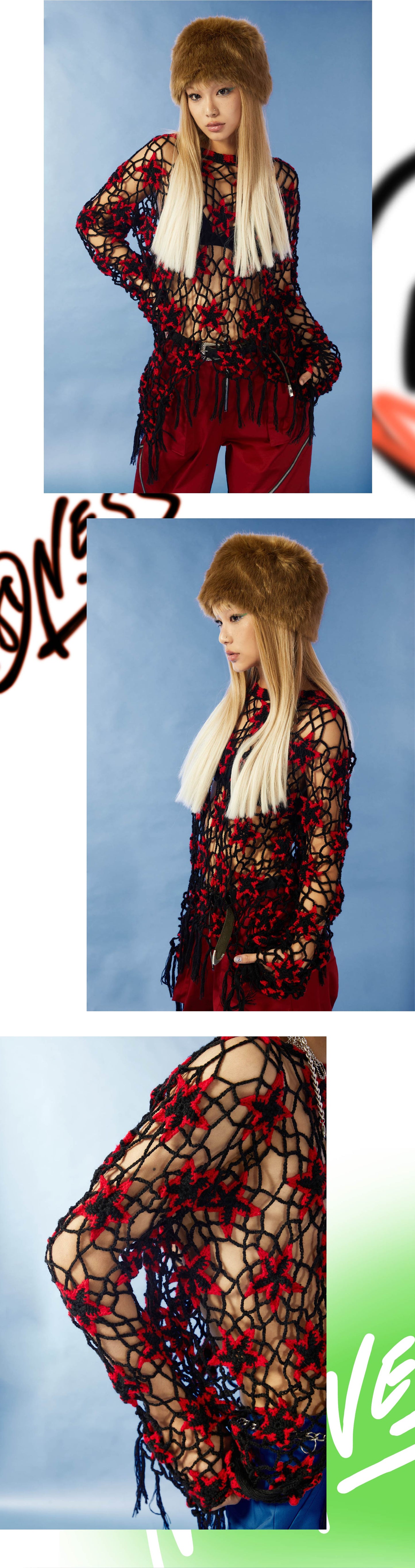 Star hollowed-out sweater