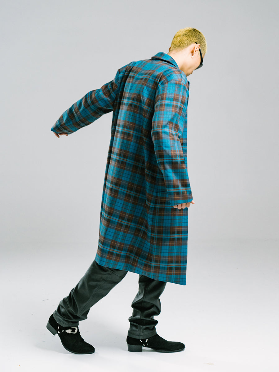 Retro plaid trench coat
