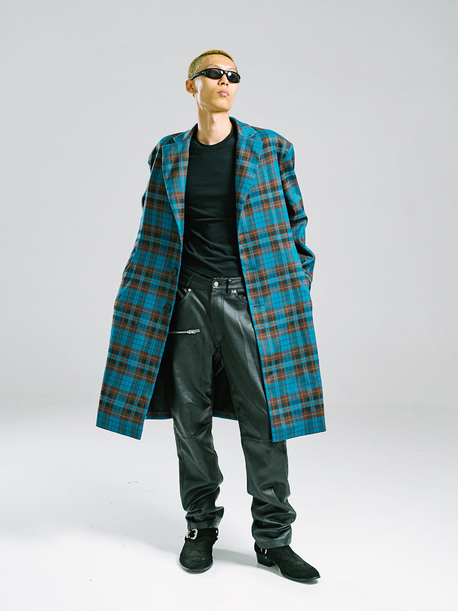 Retro plaid trench coat