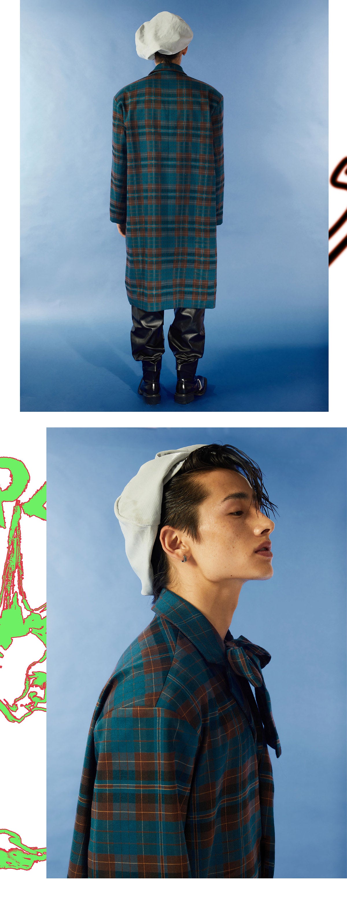 Retro plaid trench coat