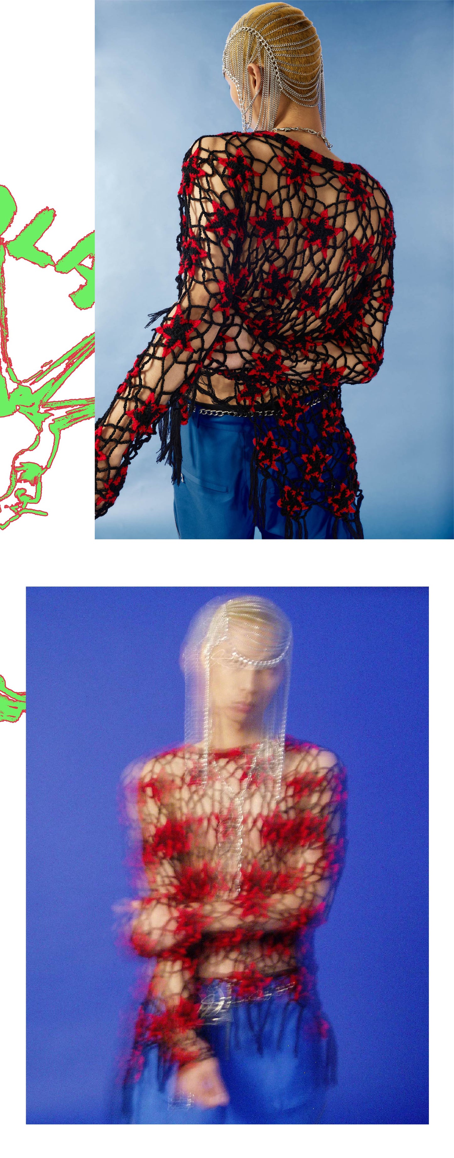 Star hollowed-out sweater